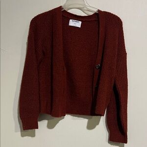 Old Navy girls Deep Wine Button-Up Knit Cardigan